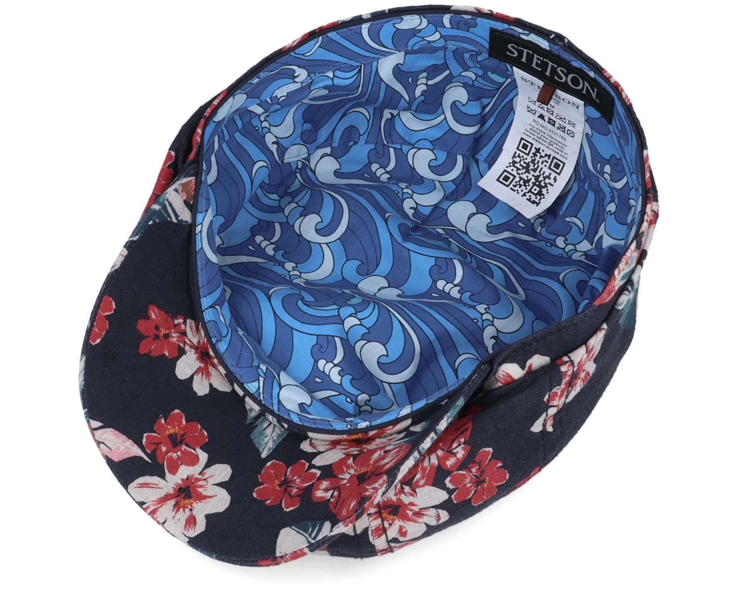Hatteras Linen Flowers Navy Flat Cap - Stetson 4 Hatteras Linen Flowers Navy Flat Cap - Stetson - Image 4