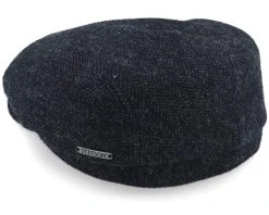 Driver Cap Wool Herringbone Black Flat Cap - Stetson -Fashion Hat Discount Store 4063633096990 3
