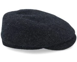 Driver Cap Wool Herringbone Black Flat Cap - Stetson -Fashion Hat Discount Store 4063633096990 4