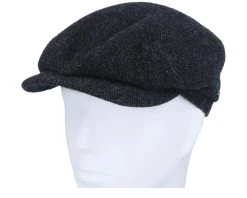 Driver Cap Wool Herringbone Black Flat Cap - Stetson -Fashion Hat Discount Store 4063633096990 6