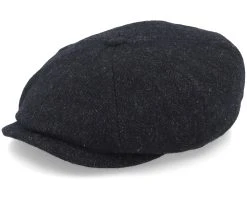 Hatteras Wool Herringbone Black Earflap Flat Cap - Stetson