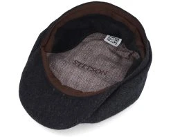 Hatteras Wool Herringbone Black Earflap Flat Cap - Stetson -Fashion Hat Discount Store 4063633097256 4
