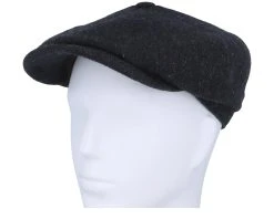 Hatteras Wool Herringbone Black Earflap Flat Cap - Stetson -Fashion Hat Discount Store 4063633097256 5