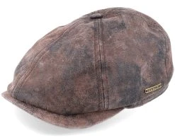 6-panel Cap Pigskin Brown Flat Cap - Stetson