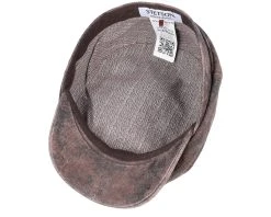 6-panel Cap Pigskin Brown Flat Cap - Stetson -Fashion Hat Discount Store 4063633098437 4