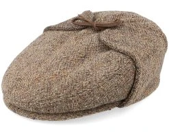 Driver Cap Virgin Wool Earflap Brown Flat Cap - Stetson