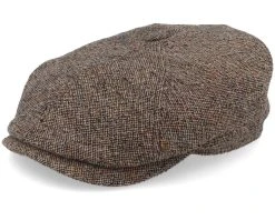 6-panel Virgin Wool Brown Flat Cap - Stetson