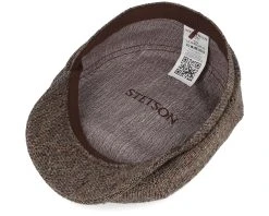6-panel Virgin Wool Brown Flat Cap - Stetson -Fashion Hat Discount Store 4063633105173 4