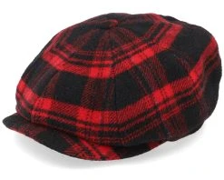 Hatteras Shadow Plaid Red/Black Flat Cap - Stetson