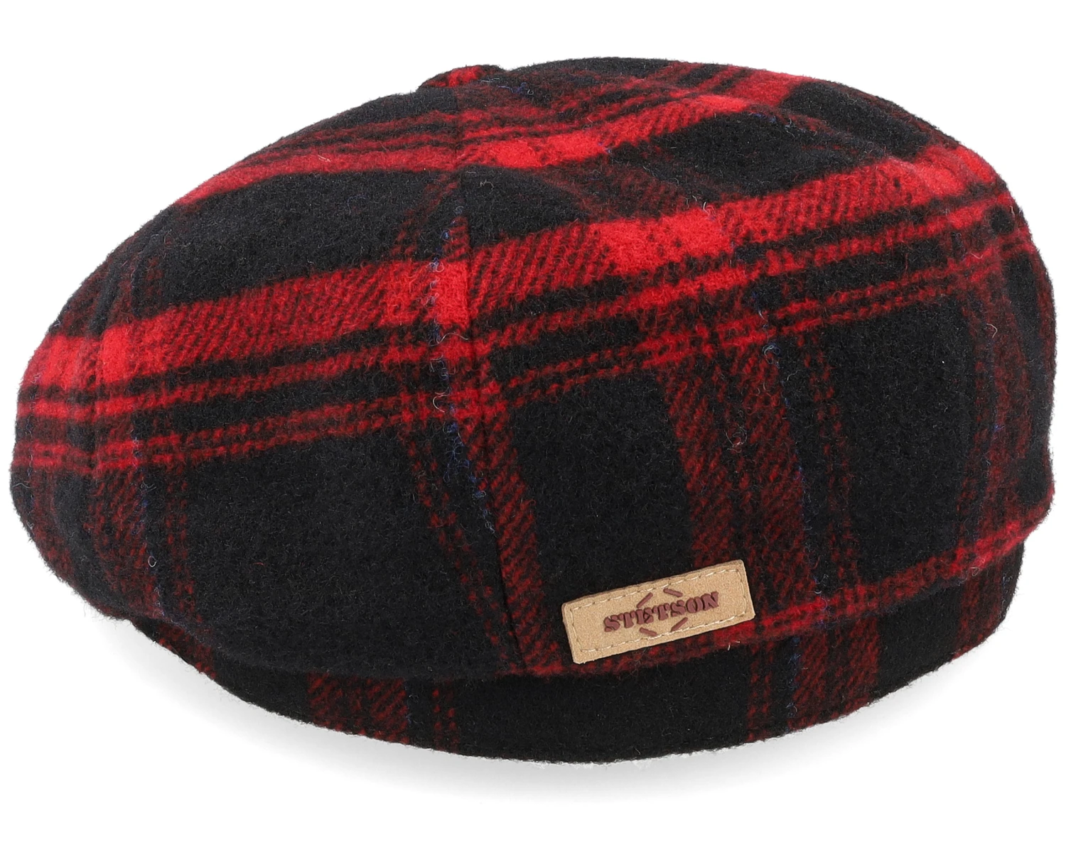 Hatteras Shadow Plaid Red/Black Flat Cap - Stetson 2 Hatteras Shadow Plaid Red/Black Flat Cap - Stetson - Image 2