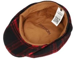 Hatteras Shadow Plaid Red/Black Flat Cap - Stetson 8 Hatteras Shadow Plaid Red/Black Flat Cap - Stetson -Fashion Hat Discount Store 4063633107375 4