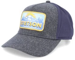 Fashion Hat Discount Store 35 Trucker Cap Polar Bear Charcoal/Navy Adjustable - Stetson