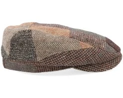 Driver Cap Patchwork Brown Flat Cap - Stetson -Fashion Hat Discount Store 4063633113420 3