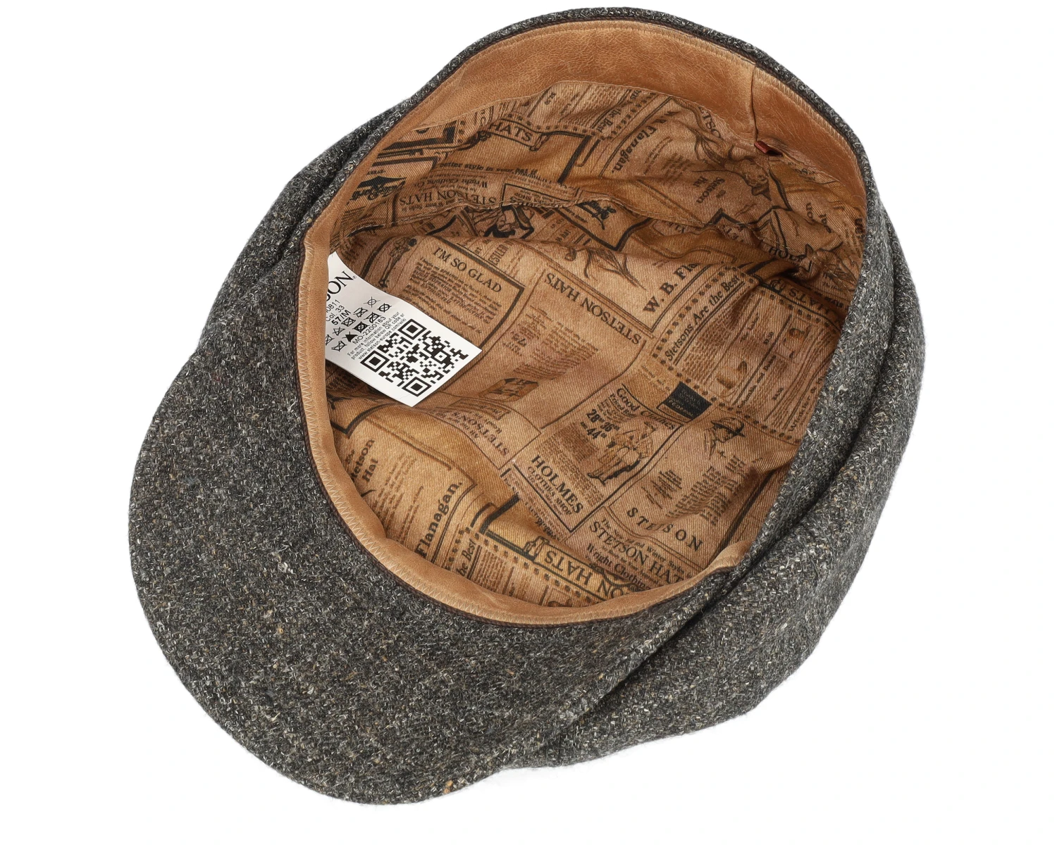 Hatteras Virgin Wool/Linen Charcoal Flat Cap - Stetson 4 Hatteras Virgin Wool/Linen Charcoal Flat Cap - Stetson - Image 4