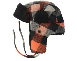 Bomber Cap Wool Check Black/Orange Trapper - Stetson