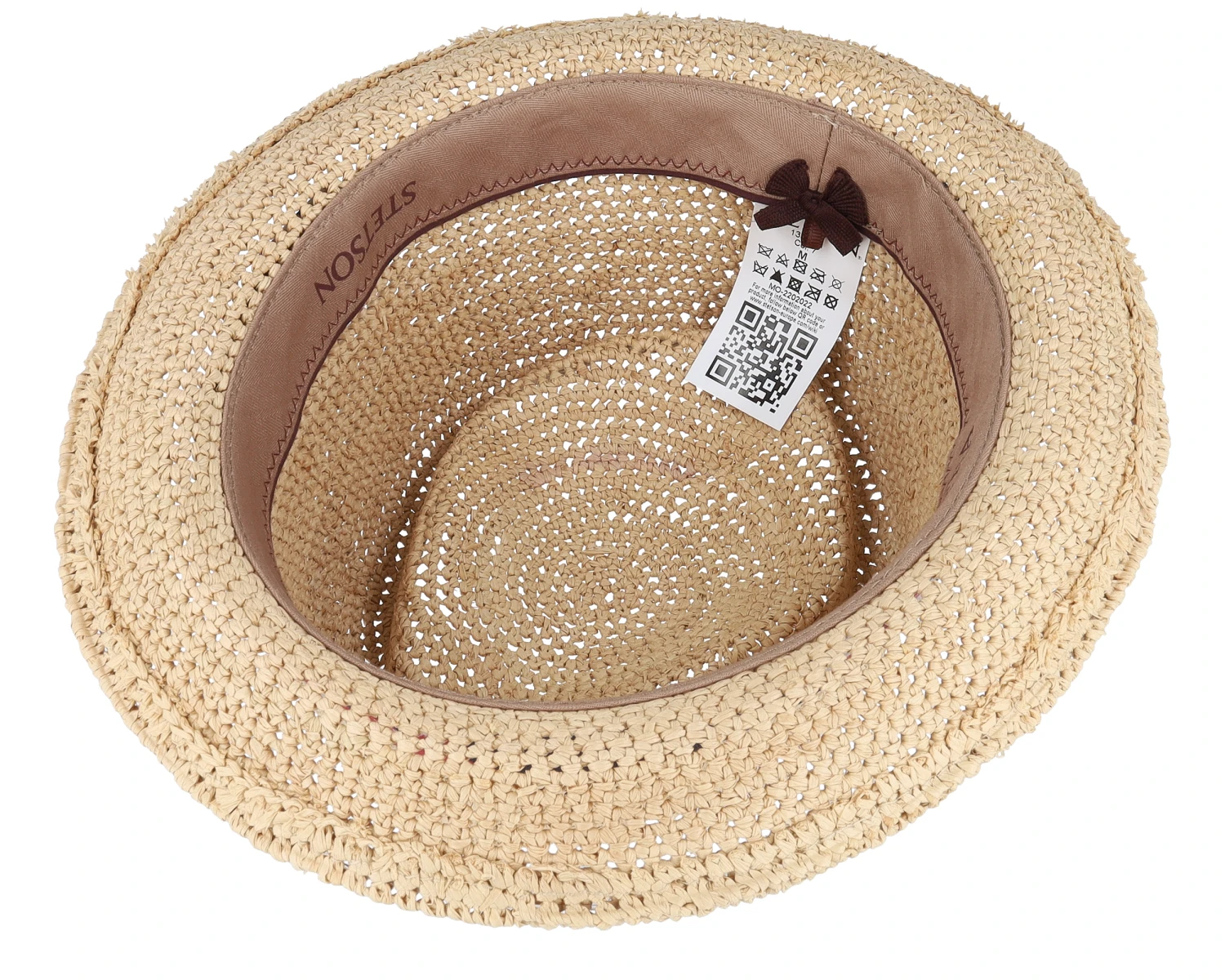 Diamond Raffia Crochet Beige Straw Hat - Stetson 4 Diamond Raffia Crochet Beige Straw Hat - Stetson - Image 4