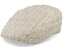 Ivy Cap Linen Stripe Beige Flat Cap - Stetson