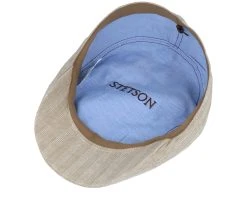 Ivy Cap Linen Stripe Beige Flat Cap - Stetson -Fashion Hat Discount Store 4063633125737 4