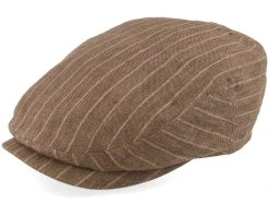Kent Linen Pinstripe Brown Flat Cap - Stetson