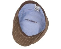 Kent Linen Pinstripe Brown Flat Cap - Stetson -Fashion Hat Discount Store 4063633126192 4