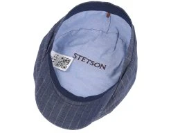 Hatteras Linen Pinstripe Blue Flat Cap - Stetson -Fashion Hat Discount Store 4063633126406 4