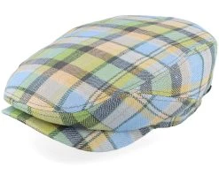 Driver Cap Linen Check Multicolor Flat Cap - Stetson