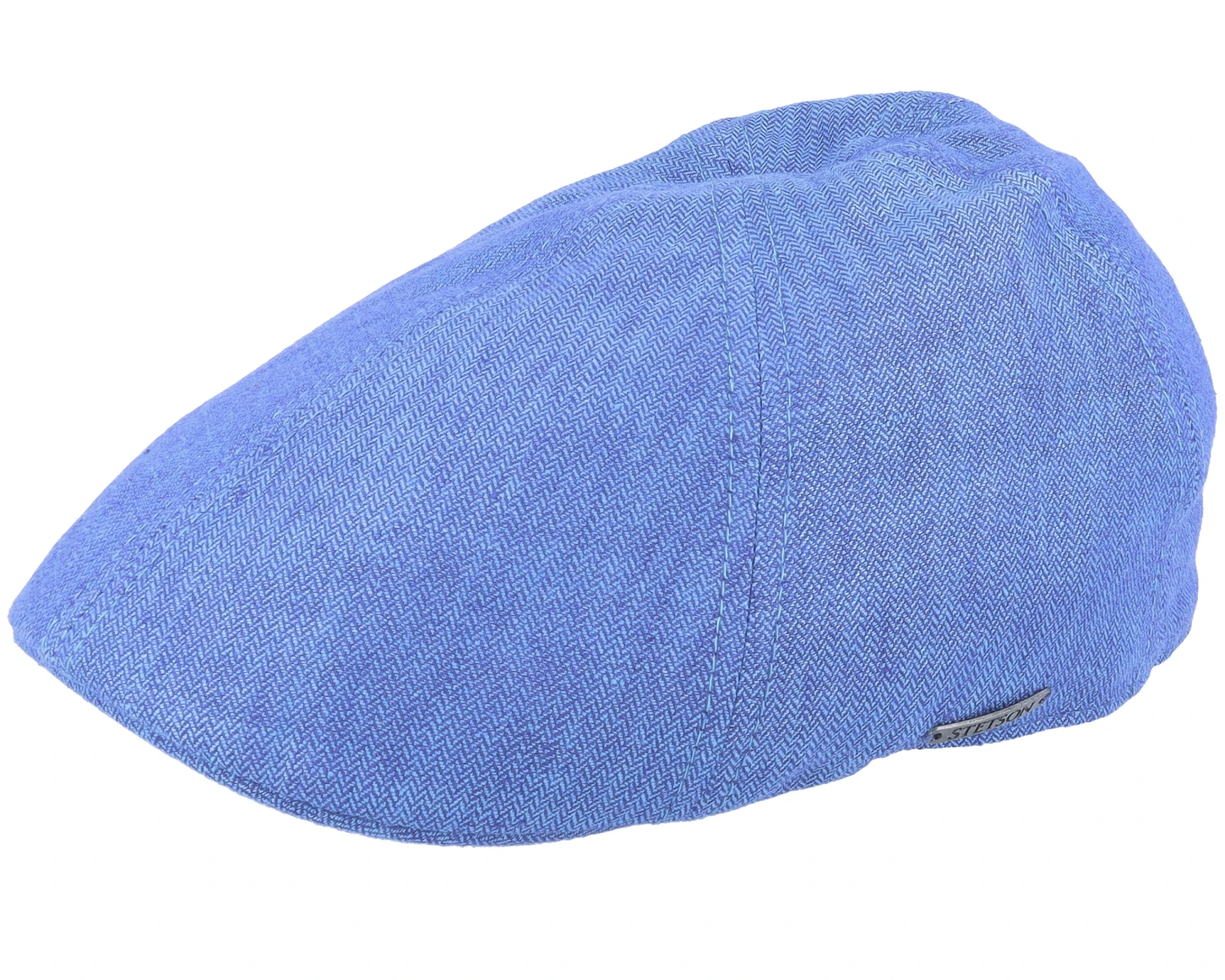 Texas Linen Herringbone Blue Flatcap - Stetson 1 Texas Linen Herringbone Blue Flatcap - Stetson