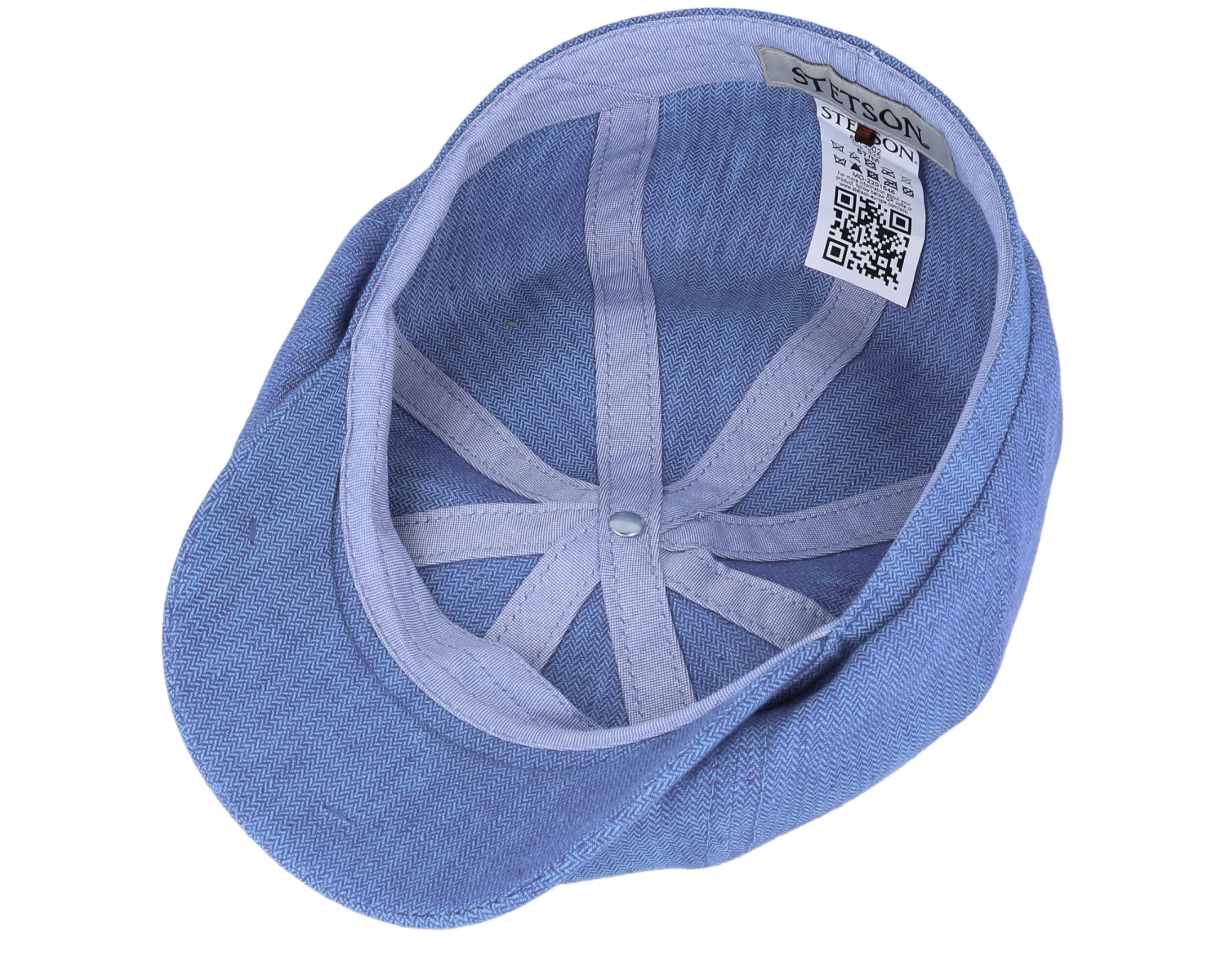 Hatteras Linen Herringbone Blue Flat Cap - Stetson 4 Hatteras Linen Herringbone Blue Flat Cap - Stetson - Image 4