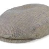 Driver Cap Linen Irregular Check Navy/Yellow Flat Cap - Stetson