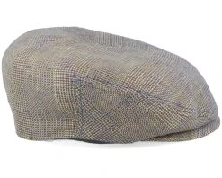Driver Cap Linen Irregular Check Navy/Yellow Flat Cap - Stetson -Fashion Hat Discount Store 4063633129575 3