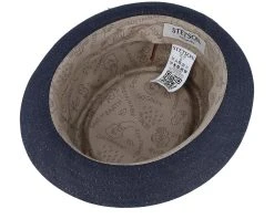 Sustainable Denim Blue Pork Pie - Stetson -Fashion Hat Discount Store 4063633132926 4