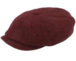 Hatteras Wool Herringbone Burgundy Flatcap - Stetson
