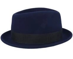 Player Woolfelt Navy Fedora - Stetson -Fashion Hat Discount Store 4063633148699 3