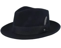 Woolfelt Metal Feather Black Fedora - Stetson