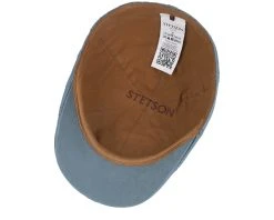 Texas Waxed Cotton Light Blue Flat Cap - Stetson -Fashion Hat Discount Store 4063633149535 4