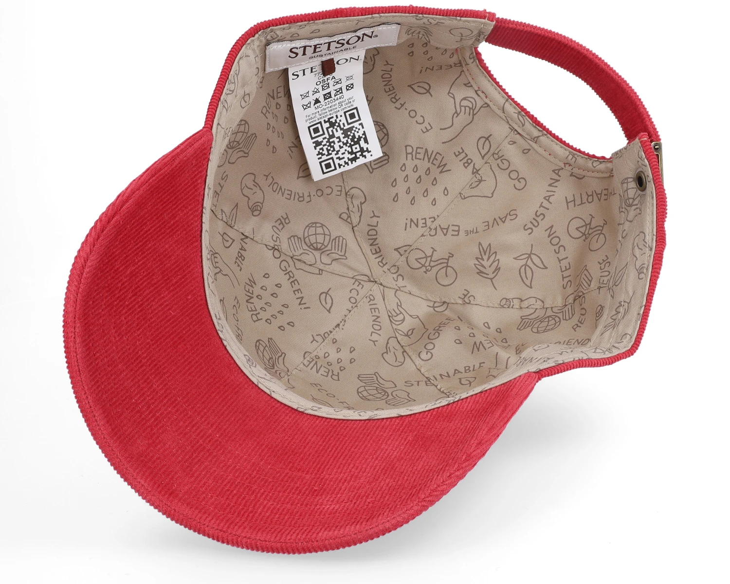Baseball Cap Sustainable Corduroy Red Adjustable - Stetson 5 Baseball Cap Sustainable Corduroy Red Adjustable - Stetson - Image 5