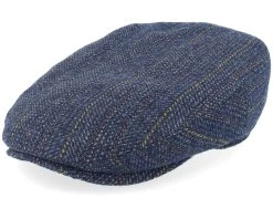 Kent Herringbone Virgin Wool Blue Flat Cap - Stetson