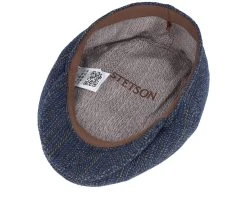 Kent Herringbone Virgin Wool Blue Flat Cap - Stetson -Fashion Hat Discount Store 4063633154799 4