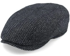 Ivy Cap Wool Black/Charcoal Flat Cap - Stetson