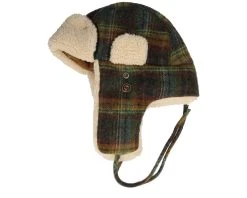 Bomber Cap Wool Check Green Trapper - Stetson