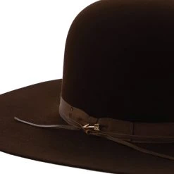 Smith - Stetson Fur Felt Open Crown Western Hat -Fashion Hat Discount Store h tfsmith chocolate 4